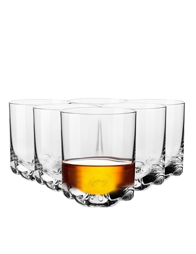 Krosno zestaw szklanek do whisky grube dno 280ml x 6 Mixology fala