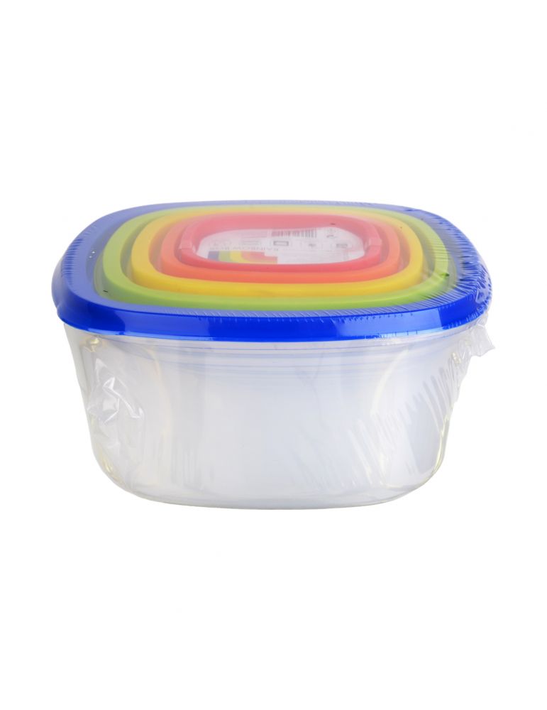 Zestaw kwadratowych pojemników do przechowywania żywności 5 sztuk Rainbow Box