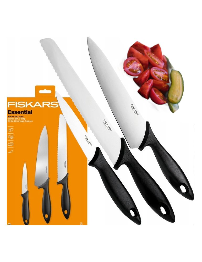 Essential komplet 3 noży kuchennych Fiskars ostre 1065583