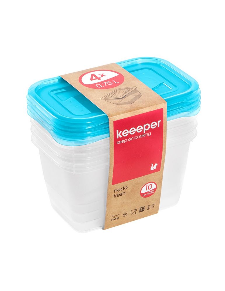Keeeper fredo fresh zestaw 4 pojemników do przechowywania żywności 0,75L