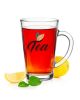Kubek szklany IWO szklanka z uchem do herbaty z napisem TEA 300ml