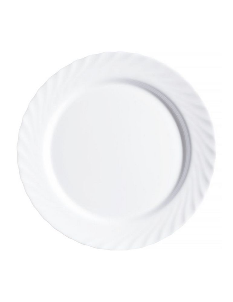 Biały talerz obiadowy płytki Trianon z arcorocu szkło Luminarc