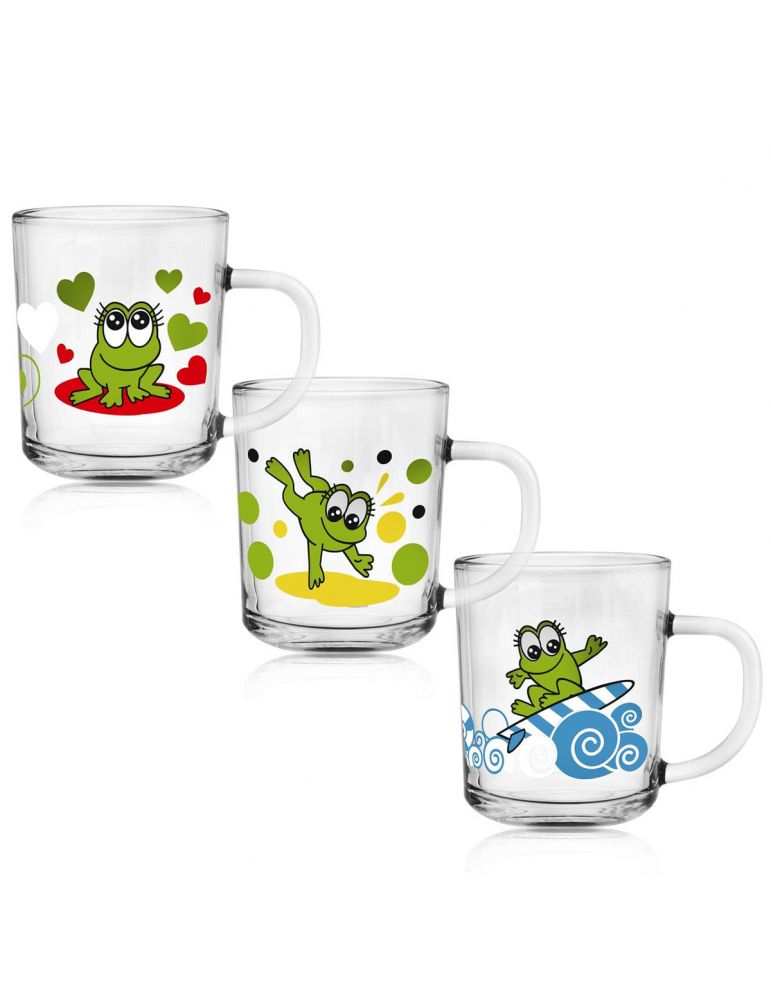Kubek szklany TOLA 200 ml kpl 3 szt mix Żabki