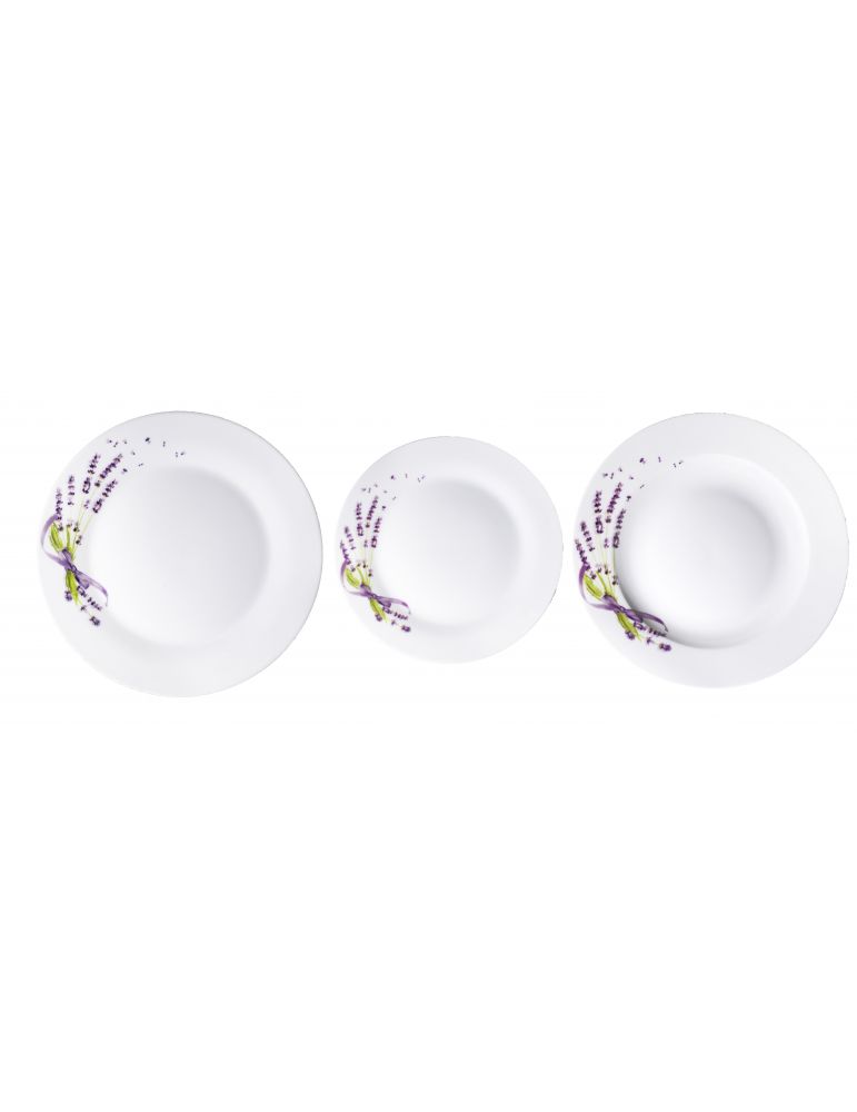 Komplet obiadowy 6/18 talerze porcelana Lawenda