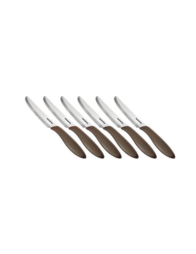 Komplet 6 noży ząbkowanych stołowych 12cm brąz Tescoma