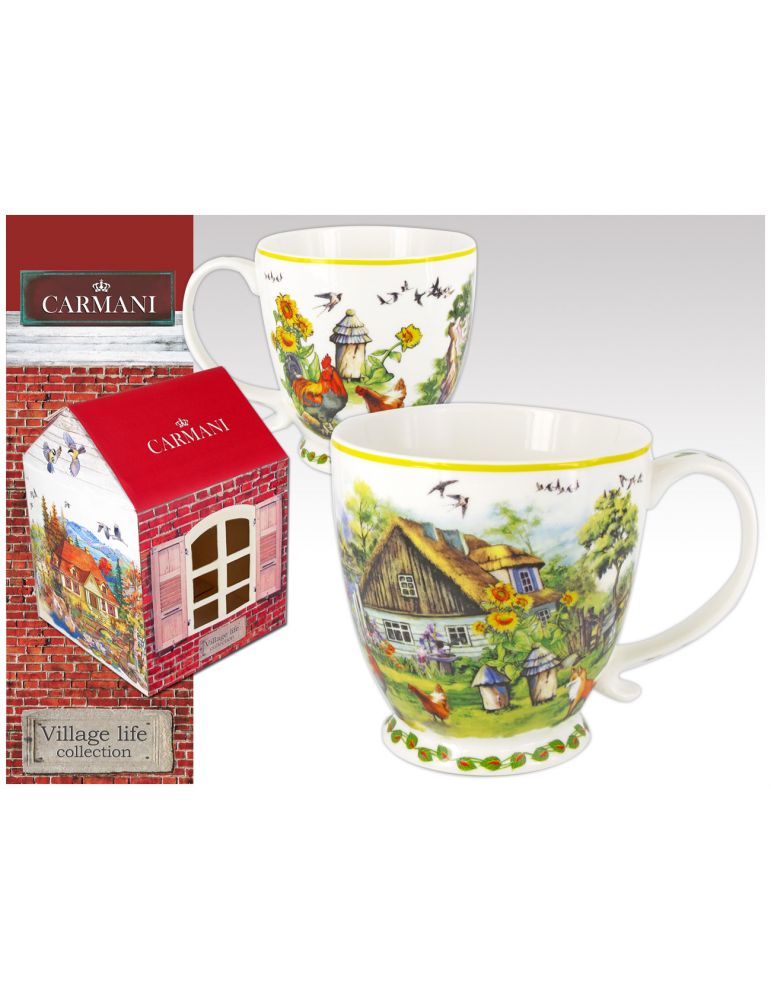 Kubek porcelanowy Wiejska zagroda CARMANI