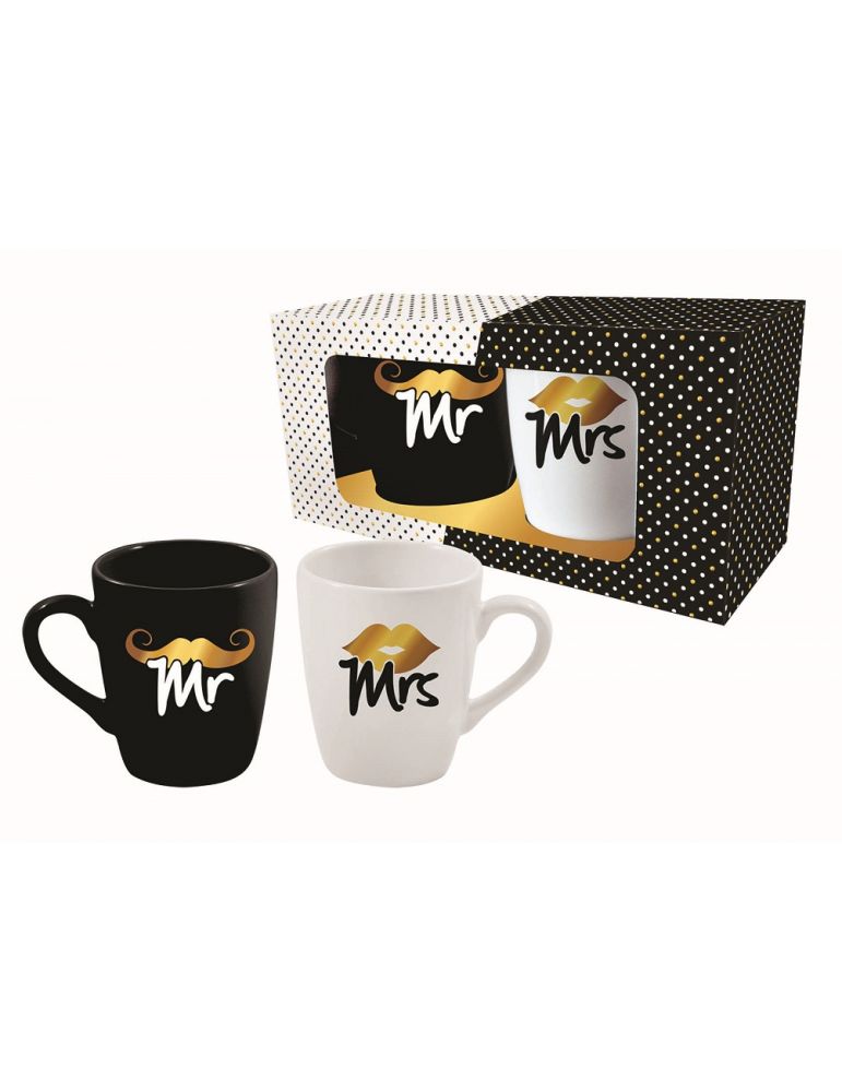 Zestaw 2 kubów MR + MRS  na ślub dla pary pudełko prezentowe 300ml