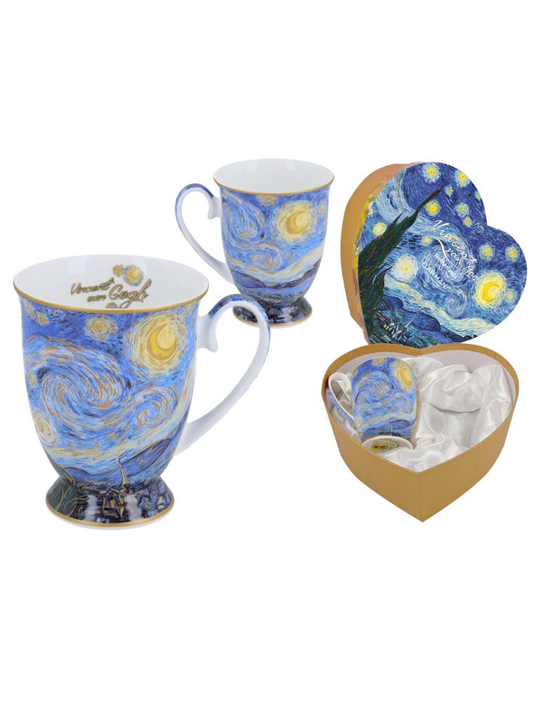 Kubki  kpl 2 szt w sercu - Vincent  Van Gogh Gwiaździsta noc- Carmani
