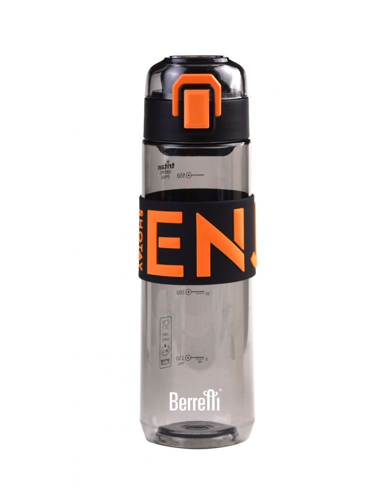 Butelka na wodę 680ml czarny/pomarańczowy Berretti BR-0183 napis