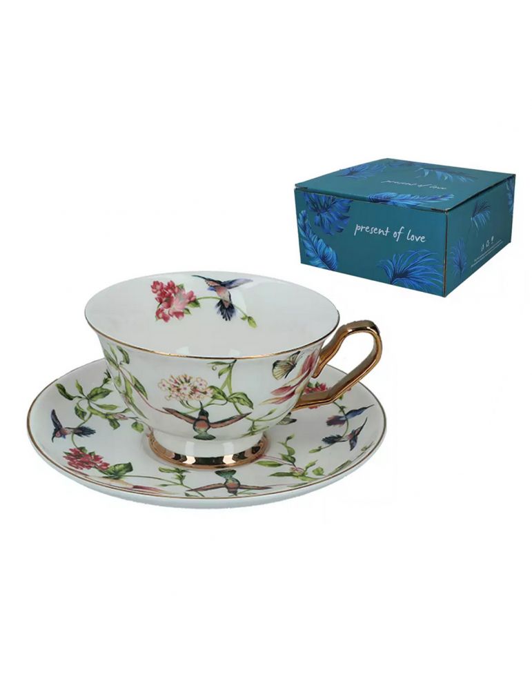 Filiżanka 200 ml + spodek 15 cm kwiaty Hanipol