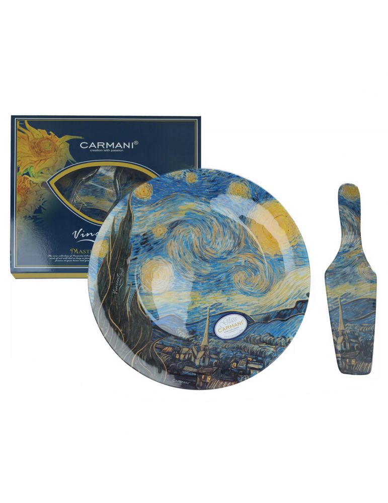 Talerz dekoracyjny patera z łopatką - V. van Gogh "Gwiaździsta noc" CARMANI