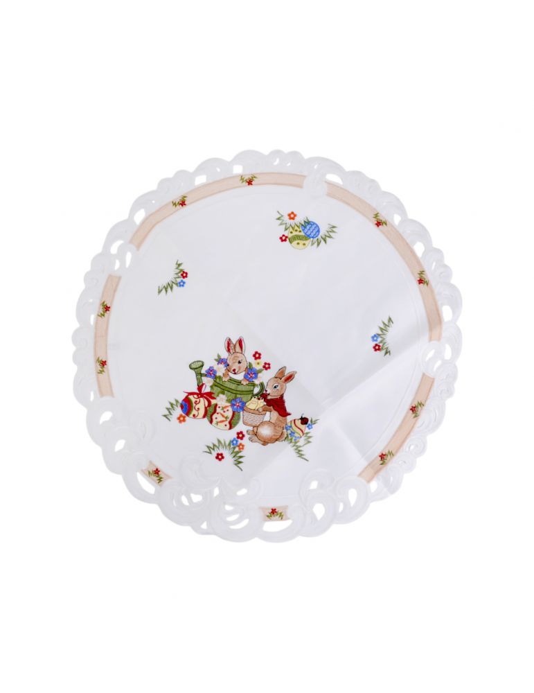 Obrus wielkanocny fi 60 cm okrągły polski produkt Jedeka biały