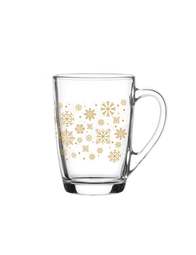 Glasmark szklany kubek Ala 300ml w złote śnieżynki