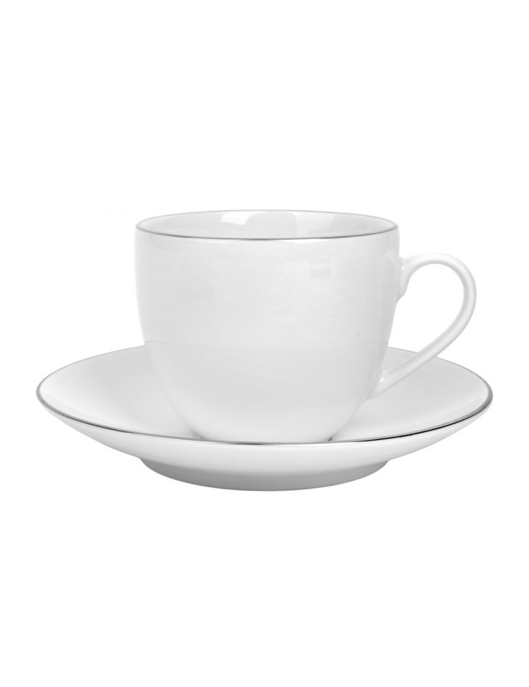 Bogucice Linea Base Platin filiżanka 320ml z spodkiem 16cm z paskiem platynowym