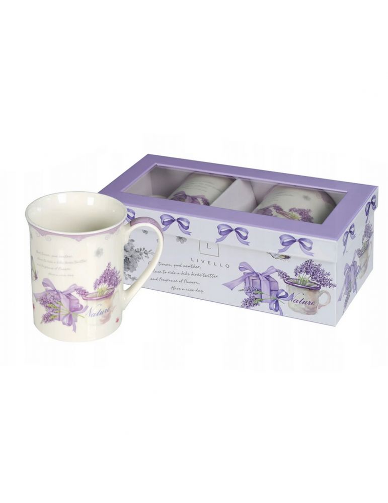Komplet 2 kubków Lawenda 350ml w ozdobnym pudełku