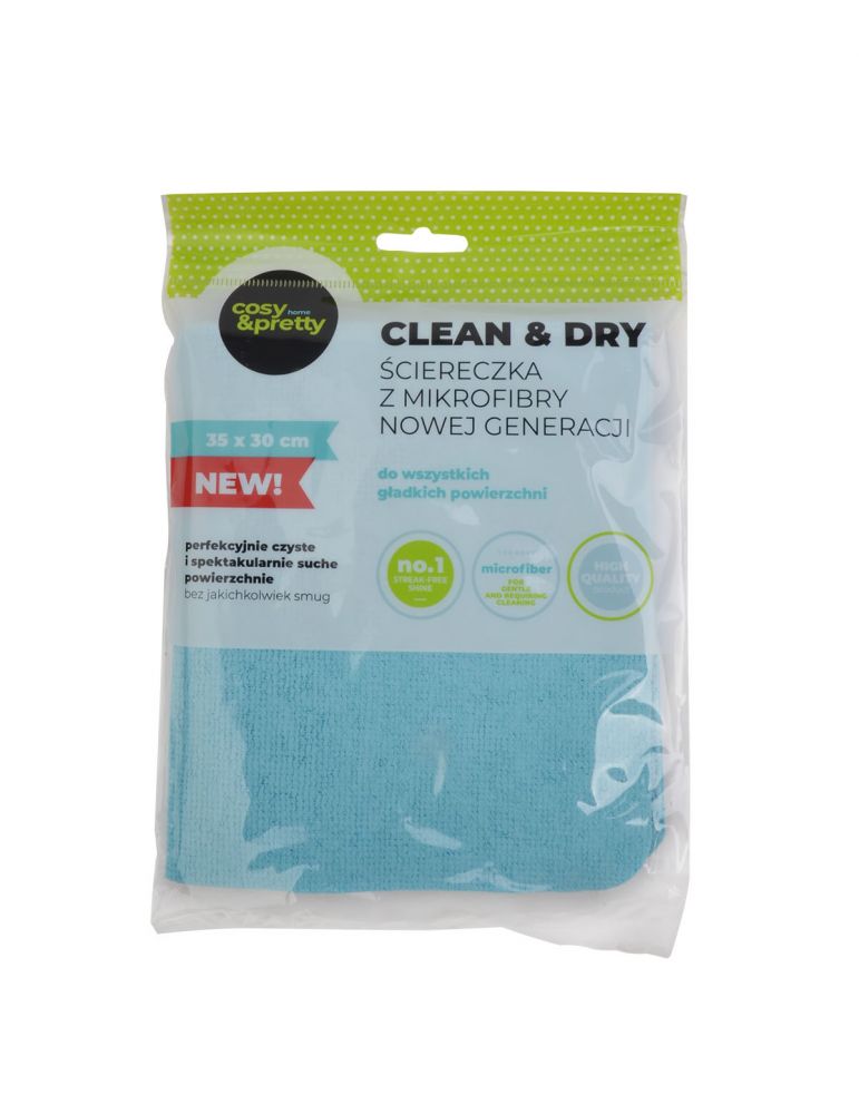 Ściereczka z mikrofibry PVA do szyb luster bez smug do szkła 35x30 cm Clean&Dry 1 szt