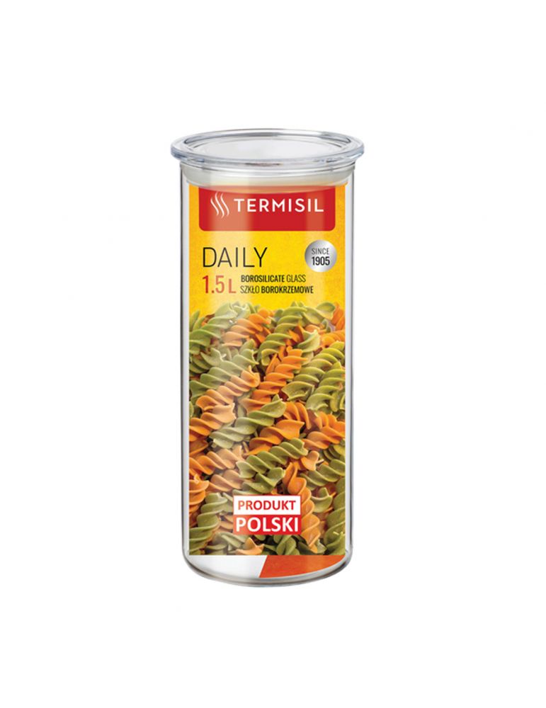 TERMISIL Pojemnik Szklany 1,5L na Produkty Sypkie z Pokrywką Szczelny Słoik Kuchenny