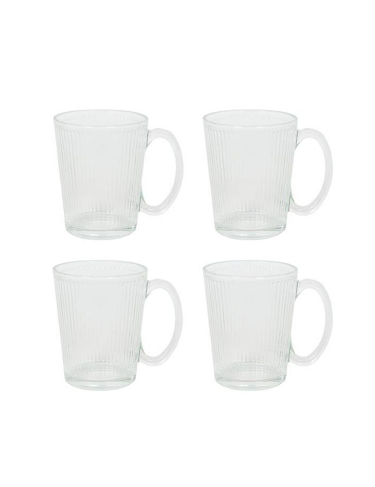 Szklanki 300 ml zestaw 4 szt szklane karbowane z uchem do napojów zimnych