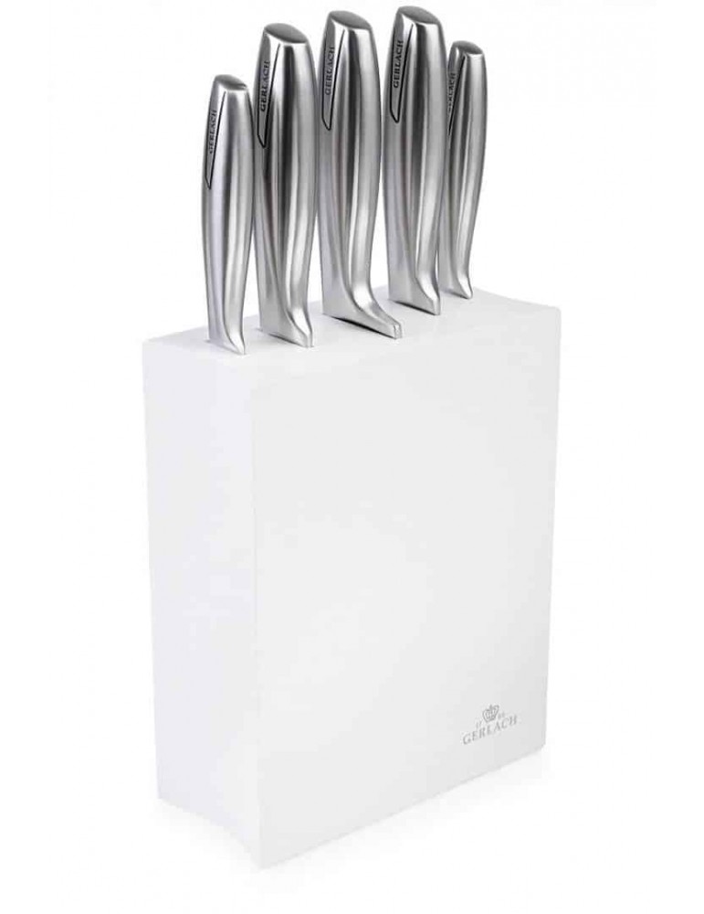 Zestaw 5 noży kuchennych w białym bloku Modern 993 Gerlach