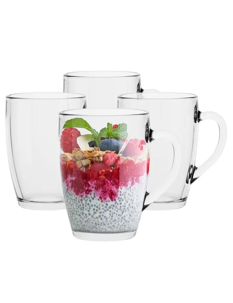 Trend Glass 4 kubki Lava 365 ml zestaw szklanek do herbaty/kawy