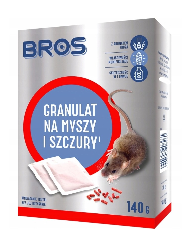 Granulat na myszy/szczury 140g Bros