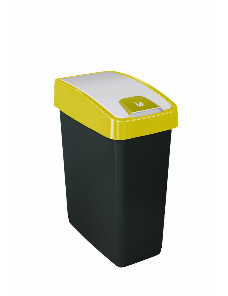 Kosz do segregacji śmieci odpadów pojemnik z żółtą pokrywą wąski 10L