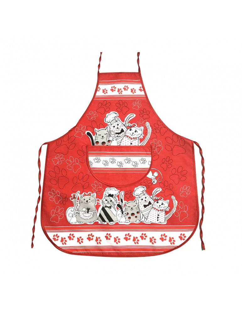 Fartuch kuchenny bawełna kotki czerwone Roddruk
