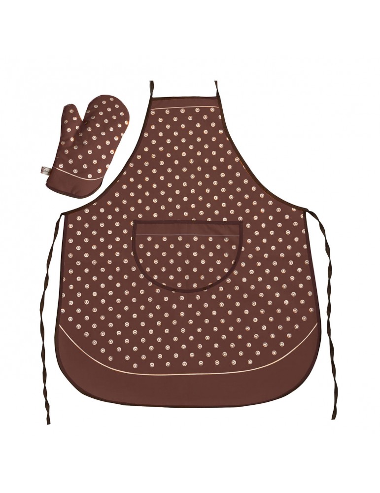 Fartuch kuchenny bawełna kropki brązowe Roddruk