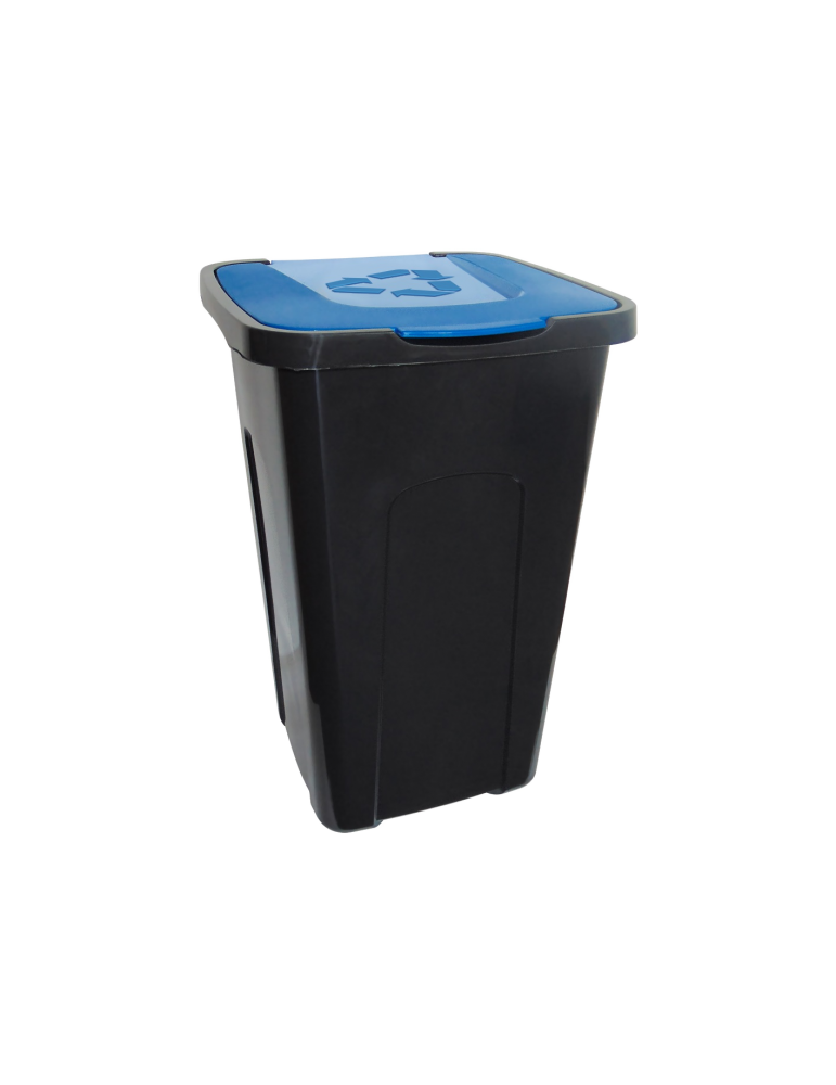 Duży kosz kubeł pojemnik na śmieci odpady do segregacji z pokrywą mocny 50L niebieski