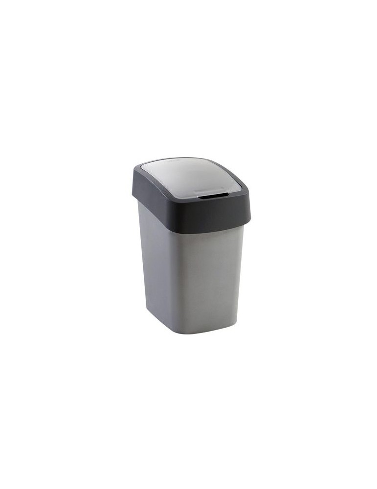 Kosz kubeł pojemnik na śmieci odpady do segregacji z pokrywą mocny 50L srebro/szary